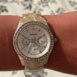 Fossil mother of pearl watch